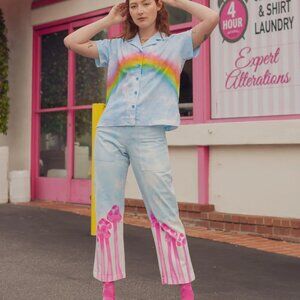 Pink/Blue Mushroom Airbrush Work Pants